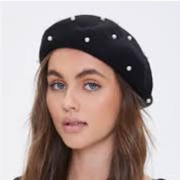 🖤Kate Spade beautiful Beret black with pearls - Picture 6 of 6